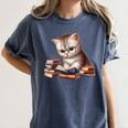 Cute Kitten Bookworm Adorable Cat With Glasses Reading Book Women's Comfort Colors T-Shirt Moss