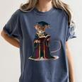 Cute Mouse Reading Book Graduation Women's Comfort Colors T-Shirt Moss