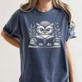 Cute Owl Reading Book Graphic Art Women's Comfort Colors T-Shirt Moss