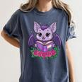 Cute Pastel Goth Bat Reading Book Women's Comfort Colors T-Shirt Moss Cute Pastel Goth Bat Reading Book Women's Comfort Colors T-Shirt Moss