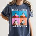 Cute Penguin Reading Book School Librarian Teacher Student Women's Comfort Colors T-Shirt Moss