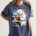 Cute Polar Bear Is Reading a Book Reading Polar Bear Women's Comfort Colors T-Shirt Moss