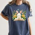 Cute Rabbit And Book Women Girls Reading Book Rabbit Lover Women's Comfort Colors T-Shirt Moss