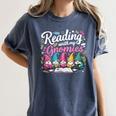 Cute Reading With My Gnomies Gnome Book Bookworm Lover Women's Comfort Colors T-Shirt Moss