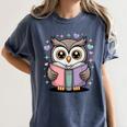 Cute Reading Owl Book Lover Teacher Librarian Bookworm Women's Comfort Colors T-Shirt Moss Cute Reading Owl Book Lover Teacher Librarian Bookworm Women's Comfort Colors T-Shirt Moss