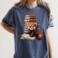 Cute Red Panda Reading Book Animal Bookworm Women's Comfort Colors T-Shirt Moss