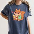 Cute Squirrel Reading A Book Lovers Anime Kawaii Women Kids Women's Comfort Colors T-Shirt Moss