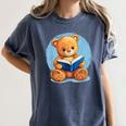 Cute Teddy Bear Reading Book Fun Women's Comfort Colors T-Shirt Moss