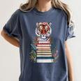 Cute Tiger With Book Floral Bookworm Librarian Book Lover Women's Comfort Colors T-Shirt Moss Cute Tiger With Book Floral Bookworm Librarian Book Lover Women's Comfort Colors T-Shirt Moss