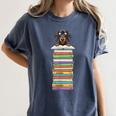 Cute Wiener Dog Dachshund Reading On Pile Of Books Women's Comfort Colors T-Shirt Moss Cute Wiener Dog Dachshund Reading On Pile Of Books Women's Comfort Colors T-Shirt Moss