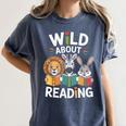 Cute Wildlife Zoo Animals For Book Reader Bookworms Women's Comfort Colors T-Shirt Moss