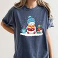 Cute Winter Cozy Snowman Reading Book Lovers Xmas Snowman Women's Comfort Colors T-Shirt Moss Cute Winter Cozy Snowman Reading Book Lovers Xmas Snowman Women's Comfort Colors T-Shirt Moss