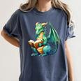 Dragon With Book Women's Comfort Colors T-Shirt Moss Dragon With Book Women's Comfort Colors T-Shirt Moss