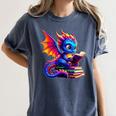 Dragon Reading a Book Bookworm Book Lover Women's Comfort Colors T-Shirt Moss Dragon Reading a Book Bookworm Book Lover Women's Comfort Colors T-Shirt Moss