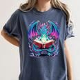 Dragon Reading Book Lover Women's Comfort Colors T-Shirt Moss Dragon Reading Book Lover Women's Comfort Colors T-Shirt Moss