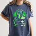 Dragon Reading Books Bookworm Women's Comfort Colors T-Shirt Moss