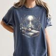 Duck Reading Book Full Moon Lake Scenery Women's Comfort Colors T-Shirt Moss Duck Reading Book Full Moon Lake Scenery Women's Comfort Colors T-Shirt Moss