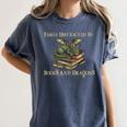 Easily Distracted By Books And Dragons Graphic Women's Comfort Colors T-Shirt Moss Easily Distracted By Books And Dragons Graphic Women's Comfort Colors T-Shirt Moss