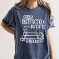 Easily Distracted By Cats And Books Reading Cat Women's Comfort Colors T-Shirt Moss Easily Distracted By Cats And Books Reading Cat Women's Comfort Colors T-Shirt Moss