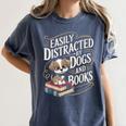 Easily Distracted By Dogs And Books Reader Animal Dog Women's Comfort Colors T-Shirt Moss