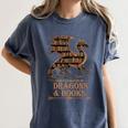 Easily Distracted By Dragons And Books Library Dragon Lover Women's Comfort Colors T-Shirt Moss