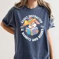 Easily Distracted By Rabbits And Books Reading Women's Comfort Colors T-Shirt Moss