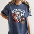 English Bulldog Dog Reading Book 67 Six Seven Meme Women's Comfort Colors T-Shirt Moss