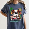 English Bulldog Reading a Book Dog Women's Comfort Colors T-Shirt Moss English Bulldog Reading a Book Dog Women's Comfort Colors T-Shirt Moss