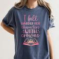 I Fall For The Characters WCrowns Fantasy Book Lover Tee Women's Comfort Colors T-Shirt Moss I Fall For The Characters WCrowns Fantasy Book Lover Tee Women's Comfort Colors T-Shirt Moss