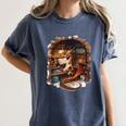 Fantasy Dragon Reading Book Lover Women's Comfort Colors T-Shirt Moss