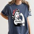 Female Librarian Rosie Riveter Book Guardian Woman Women's Comfort Colors T-Shirt Moss