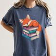 Fox Reading Book Pajama Sleep Women's Comfort Colors T-Shirt Moss Fox Reading Book Pajama Sleep Women's Comfort Colors T-Shirt Moss