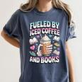 Fueled By Iced Coffee And Books Book Lover Retro Women's Comfort Colors T-Shirt Moss