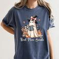 Ghost Reading Book Coquette Bow Halloween Girl Kid Teacher Women's Comfort Colors T-Shirt Moss Ghost Reading Book Coquette Bow Halloween Girl Kid Teacher Women's Comfort Colors T-Shirt Moss