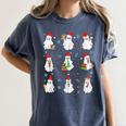 Ghosts Wearing Santa Hats Reading Books Christmas Book Lover Women's Comfort Colors T-Shirt Moss