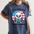 A Good Day To Read a Book Reading Eagle With American Flag Women's Comfort Colors T-Shirt Moss