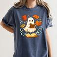 Halloween Cute Ghost Shirt Reading Books Ghost Women's Comfort Colors T-Shirt Moss Halloween Cute Ghost Shirt Reading Books Ghost Women's Comfort Colors T-Shirt Moss