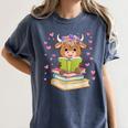 Highland Cow Reading Book Floral Bookworm Women's Comfort Colors T-Shirt Moss