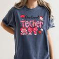 HUGvyn One Loved Teacher Valentine Book Heart Reading Bow Women's Comfort Colors T-Shirt Moss HUGvyn One Loved Teacher Valentine Book Heart Reading Bow Women's Comfort Colors T-Shirt Moss