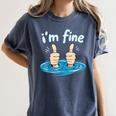 I'm Fine Drowning Thumbs Up Introvert Meme Humor Women's Comfort Colors T-Shirt Moss
