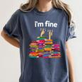 I'm Fine Reading Books Reader Book Lover Librarian Women's Comfort Colors T-Shirt Moss
