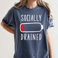Introvert Socially Drained Battery Women's Comfort Colors T-Shirt Moss