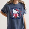 It's a Good Day To Read a Book Cute Cat Book Day Girls Boys Women's Comfort Colors T-Shirt Moss