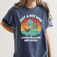 Just A Boy Who Loves Dragons And Books Kids Toddler Baby 5T Women's Comfort Colors T-Shirt Moss