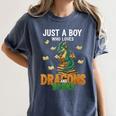 Just a Boy Who Loves Dragons And Books Reading Dragon Women's Comfort Colors T-Shirt Moss Just a Boy Who Loves Dragons And Books Reading Dragon Women's Comfort Colors T-Shirt Moss