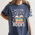 Just a Girl Who Loves Books Cute Book Lover Bookworm Women's Comfort Colors T-Shirt Moss