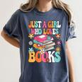Just A Girl Who Loves Books Reading Cute Bookworm Girls Kids Women's Comfort Colors T-Shirt Moss