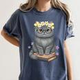 Just A Girl Who Loves Cats & Books Bookish Women Women's Comfort Colors T-Shirt Moss