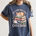 Just A Girl Who Loves Cats And Books Reading Librarian Women's Comfort Colors T-Shirt Moss Just A Girl Who Loves Cats And Books Reading Librarian Women's Comfort Colors T-Shirt Moss