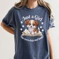 Just a Girl Who Loves Dogs And Books Cute Dog Women's Comfort Colors T-Shirt Moss Just a Girl Who Loves Dogs And Books Cute Dog Women's Comfort Colors T-Shirt Moss